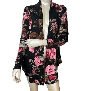 Amore black and pink floral, light weight, long sleeve cardigan